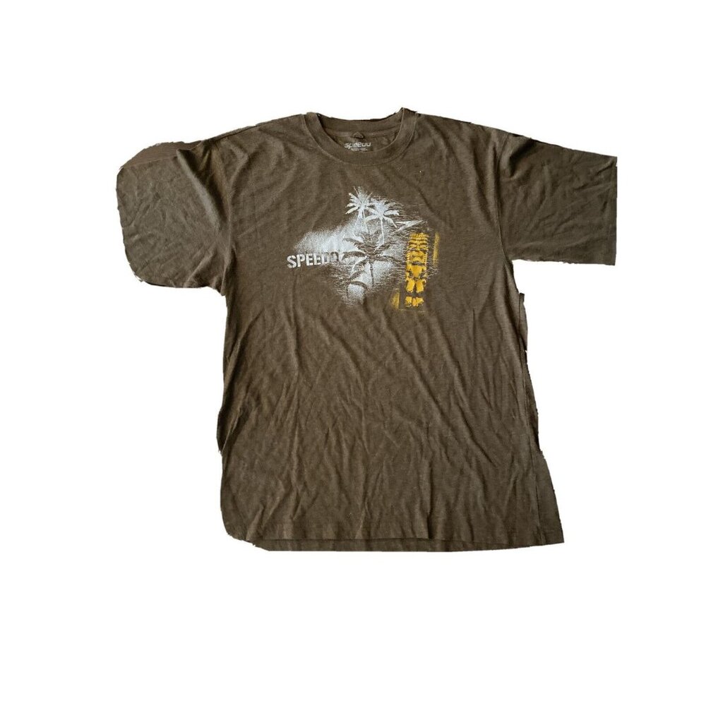 Speedo Mens Graphic Tee‎ With Tropical Print XXL Brown